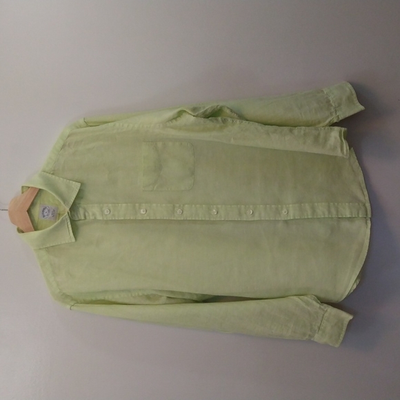 Brooks Brothers XL Slim Fit Pastel Green Irish Linen Shirt - Picture 3 of 11
